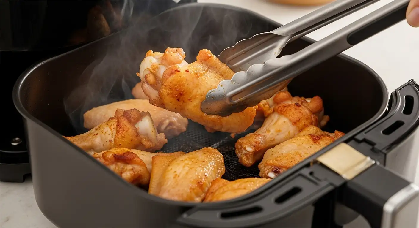 Perfectly cooked frozen wings in air fryer