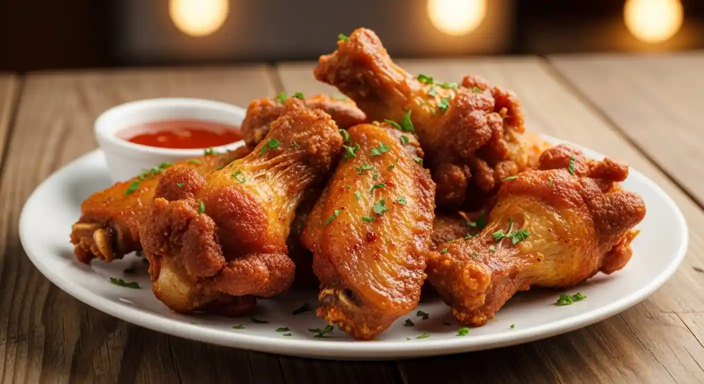 Air fryer chicken wings ready to serve