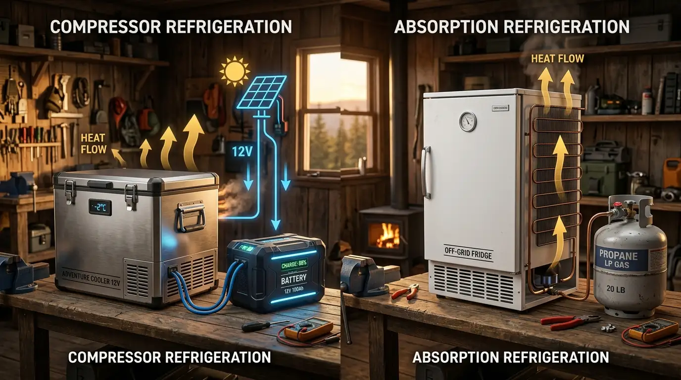 12V DC Compressor Fridge vs Propane Fridge for Off-Grid Living (2026 Guide)